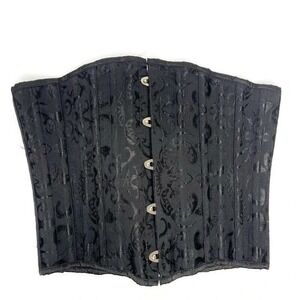 CHARMIAN Womens Classic Black Satin Corset Floral Witchy Steampunk Whimsigoth 2X